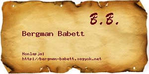 Bergman Babett névjegykártya